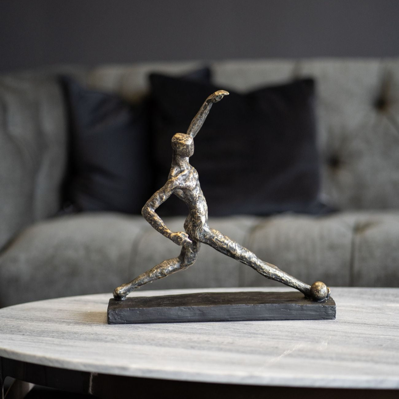 Antique Bronze Football Player Sculpture